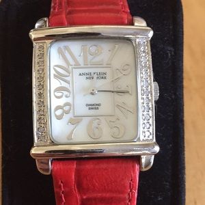 Anne Klein Red Gator Leather Watch